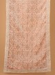 Peach Thread Embroidered Velvet Dupatta